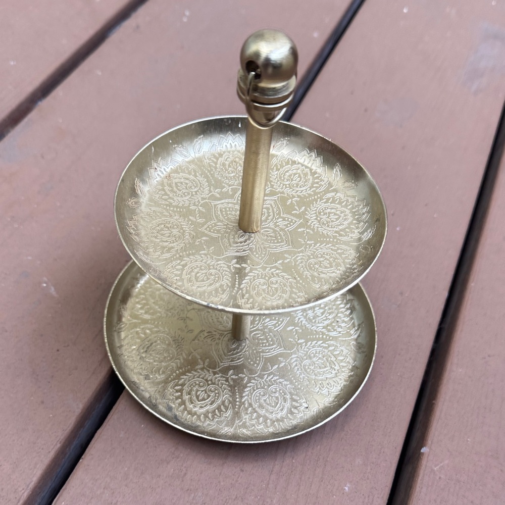 Gold Two-Tier Decorative Tray